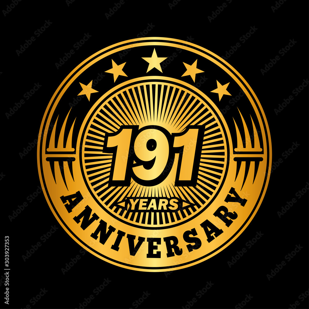 191 years anniversary celebration logo design. Vector and illustration.
