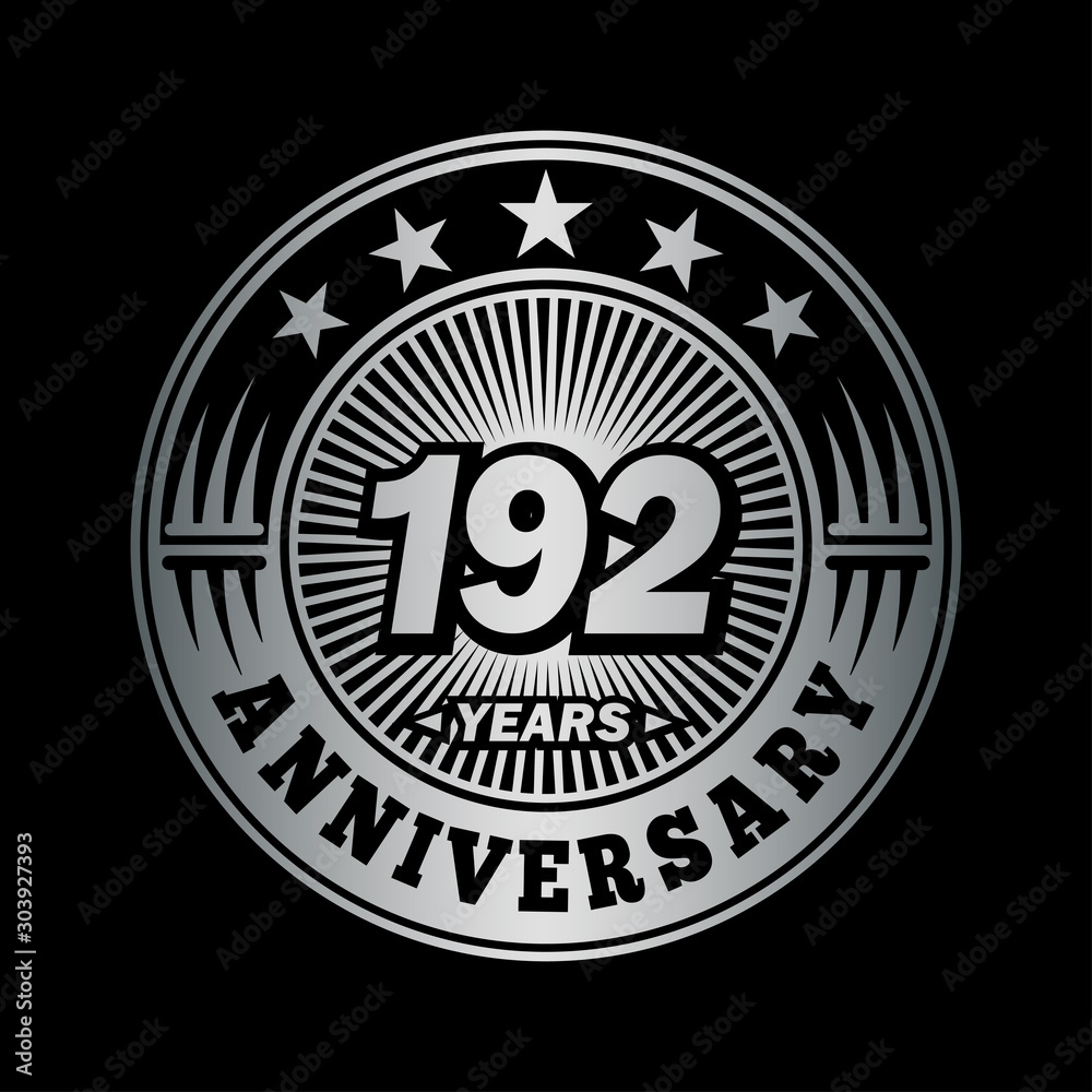 192 years anniversary celebration logo design. Vector and illustration.
