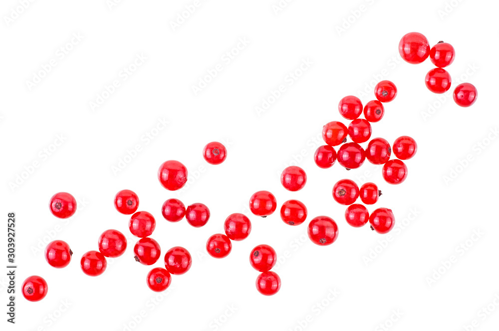 Red currant isolated on a white background, top view. Red currant isolated on a white background, top view.
