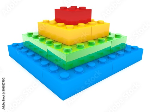 Colored toy brick building