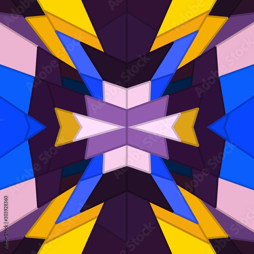 Polygonal abstract geometric background. Endless seamless pattern. Backdrop with yellow, pink, purple, violet and blue colors. Pattern for case phone, pillow, tile, package, gift and wrapping paper.
