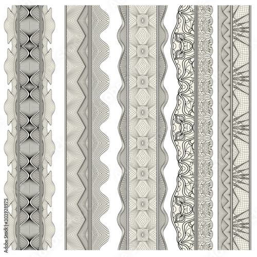 Set of ornamental borders for covers, certificates or diplomas.  Seamless borders, dividers and frames in arabesque, vintage style. 
