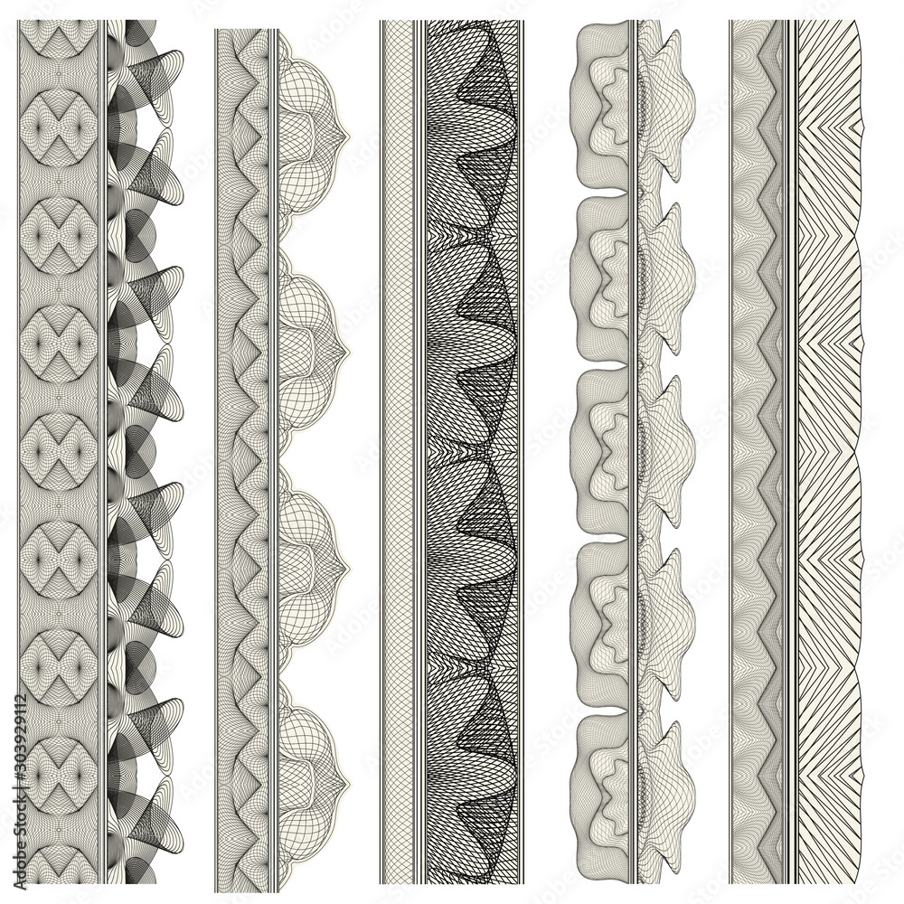 Set of ornamental borders for covers, certificates or diplomas.  Seamless borders, dividers and frames in arabesque, vintage style. 