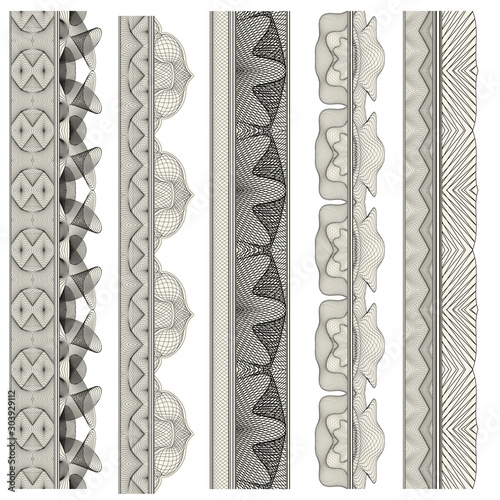 Set of ornamental borders for covers, certificates or diplomas.  Seamless borders, dividers and frames in arabesque, vintage style. 