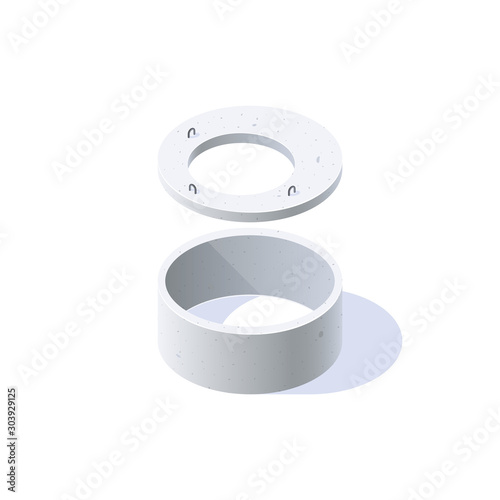 Concrete ring icon in flat style, vector