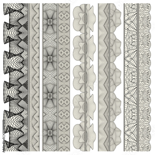 Set of ornamental borders for covers, certificates or diplomas.  Seamless borders, dividers and frames in arabesque, vintage style. 