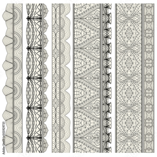 Set of ornamental borders for covers, certificates or diplomas.  Seamless borders, dividers and frames in arabesque, vintage style. 
