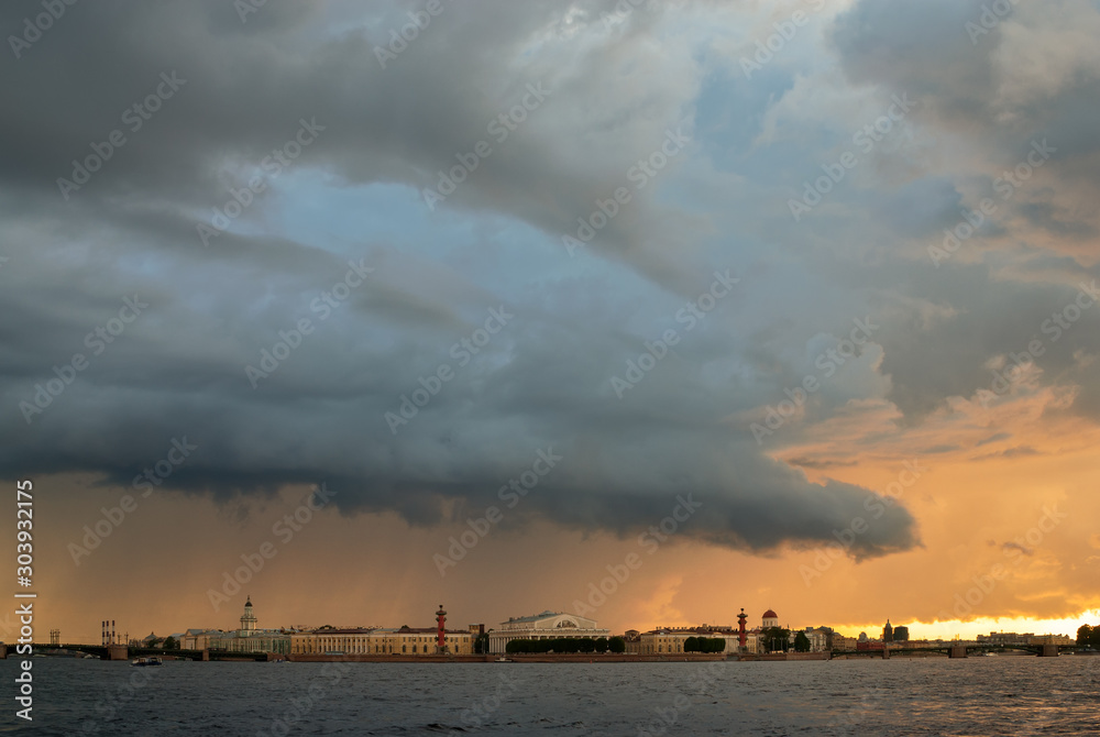 Dramatic cloudscape over St. Petersburg, Russia