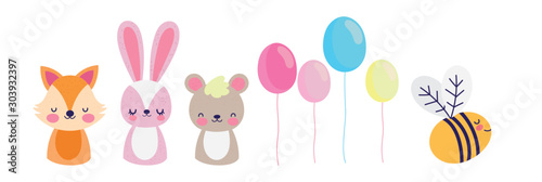 cute fox rabbit bear bee balloons decoration baby shower