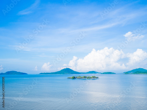 Island in Blue sea and sky at beauty day light