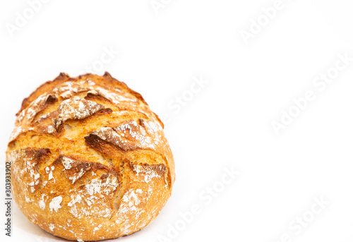 Fresh Homemade bread food from natural flour, good for everyone's breakfast on a white background.