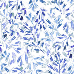 Acrylglasbilder Blau-weiße Muster Aquarellzweige in Blau und Grau  © isavira
