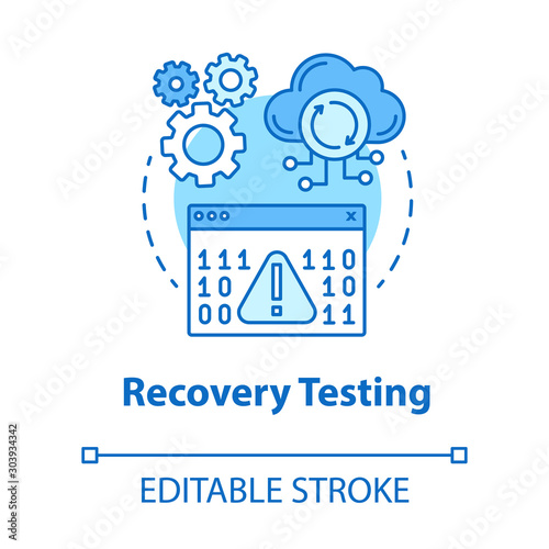 Recovery testing turquoise concept icon. Software development idea thin line illustration. Crash test. Program workflow, app perfomance. IT project. Vector isolated outline drawing. Editable stroke