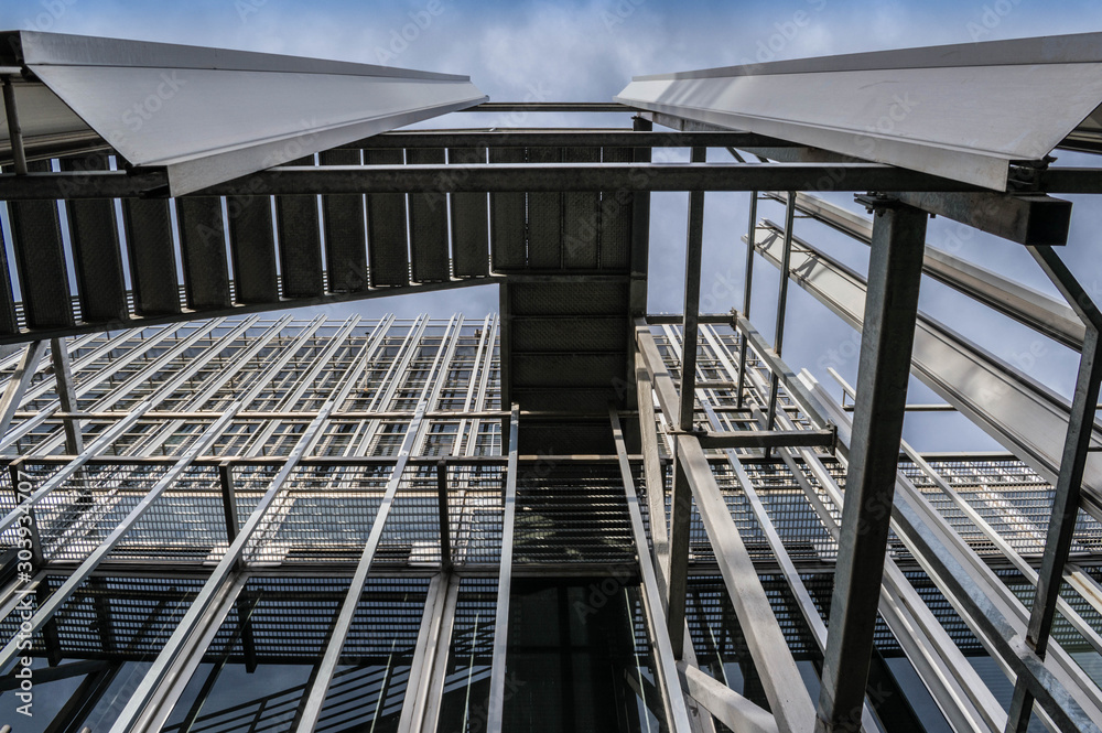 Metal stairs in modern building