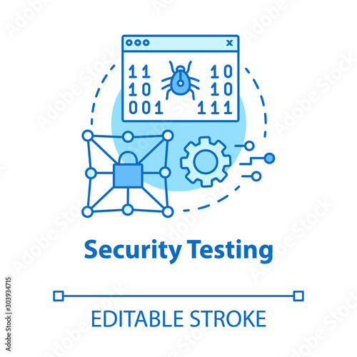 Security testing turquoise concept icon. Software development stage idea thin line illustration. Safety ensurance. App programming. Privacy protection. Vector isolated outline drawing. Editable stroke photo