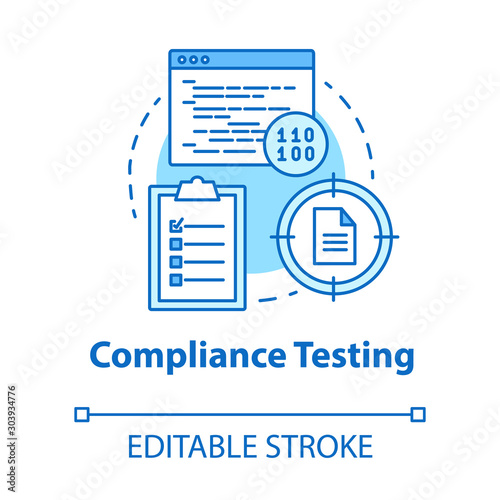 Compliance testing turquoise concept icon. Software development stage idea thin line illustration. Conformance testing. App programming. System check. Vector isolated outline drawing. Editable stroke