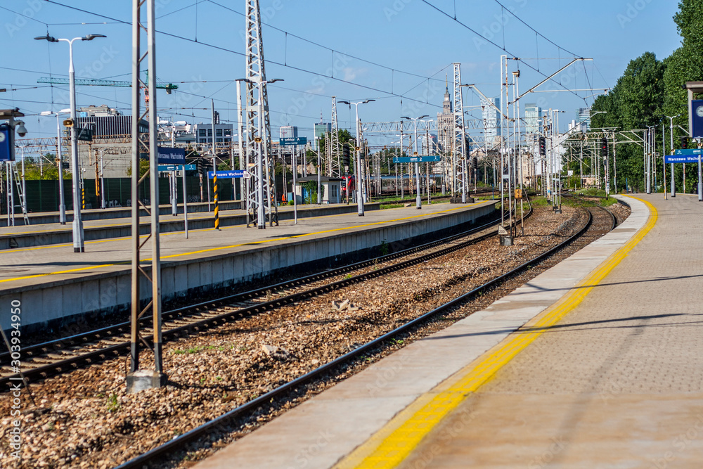 Railway platform, tracks and electric traction Railway platform, tracks and electric traction
