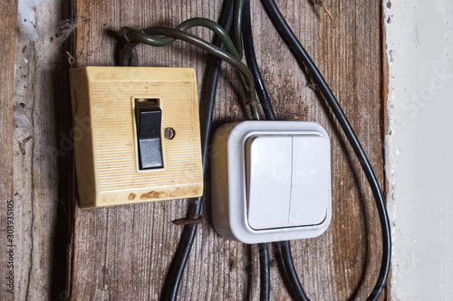 old retro electricity switches, vintage