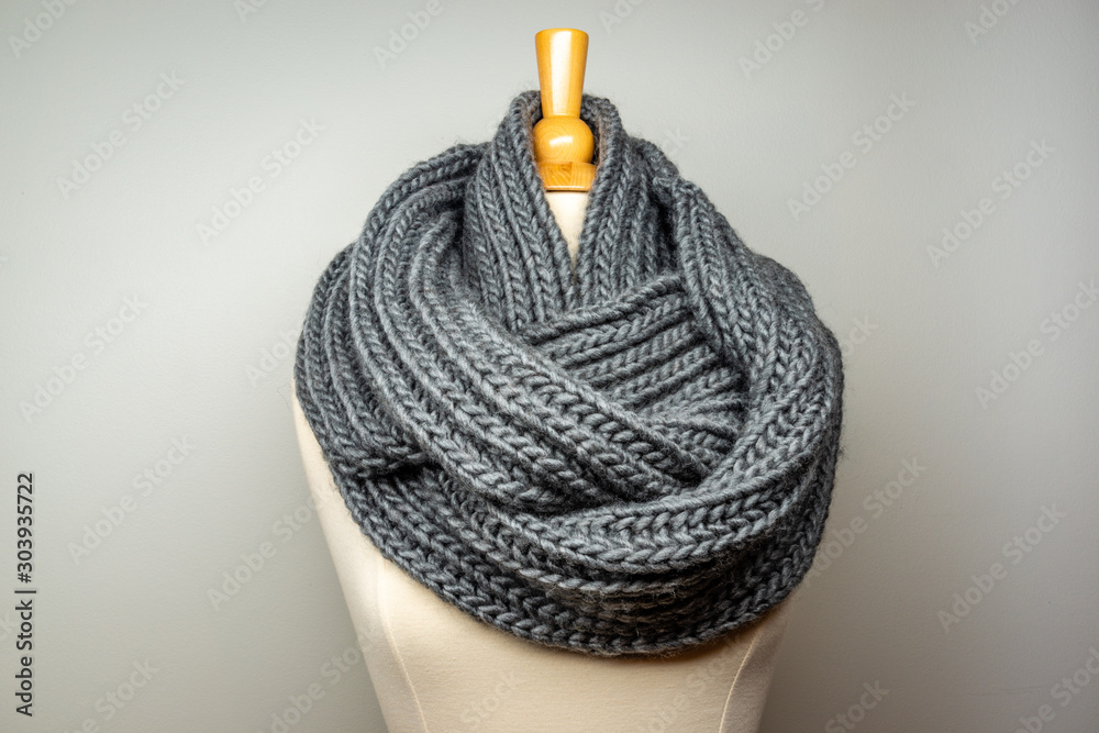 Unisex Cashmere Long Scarf, Black Grey Navy color 