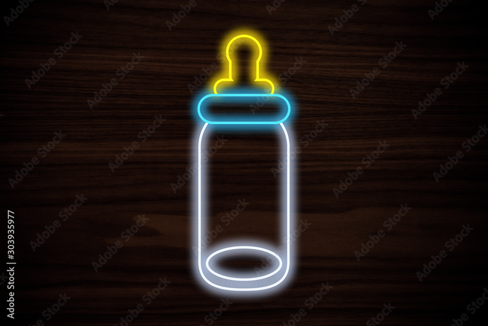 bottle shaped neon light on dark background bottle shaped neon light on dark background