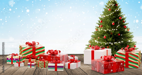 Christmas gifts 3d-illustration wrapped packages