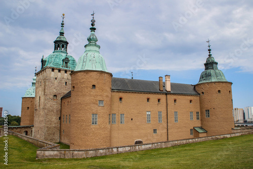The main attraction of the city is the medieval stone Kalmar Fortress with tourists. In the province of Smaland in Sweden. one of Sweden's best preserved renaissance castles