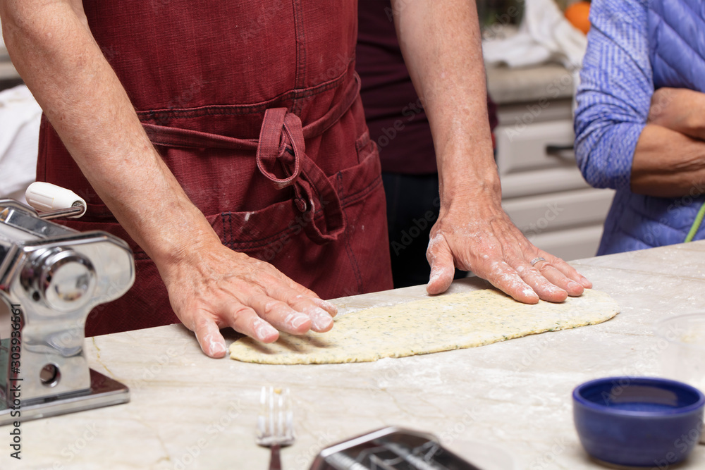 Process of making pasta with herbed pasta dough Process of making pasta with herbed pasta dough
