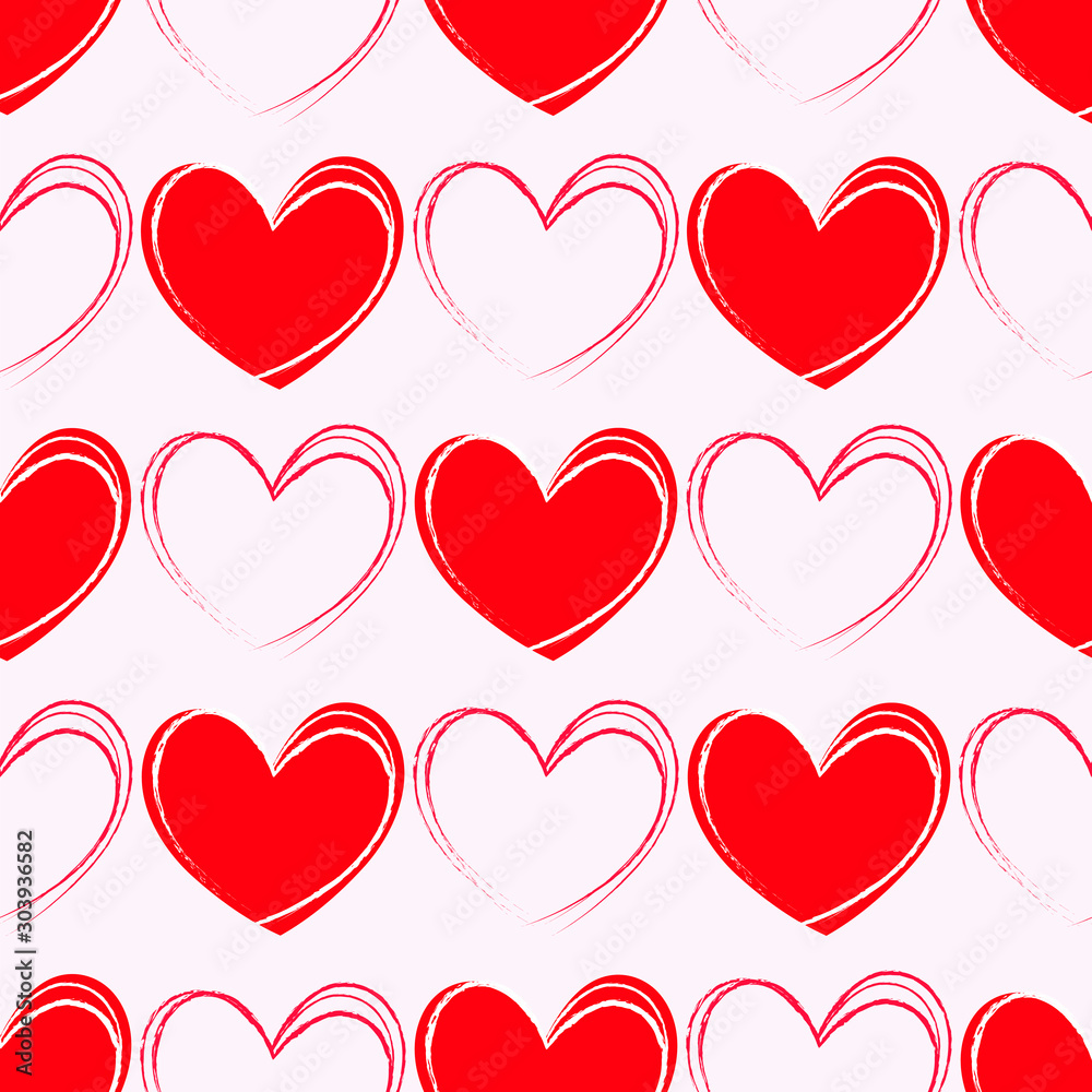 Seamless pattern with red hearts. Vector. Decor element, can be used as a card, invitation, wrapping paper, textile. Seamless pattern with red hearts. Vector. Decor element, can be used as a card, invitation, wrapping paper, textile.