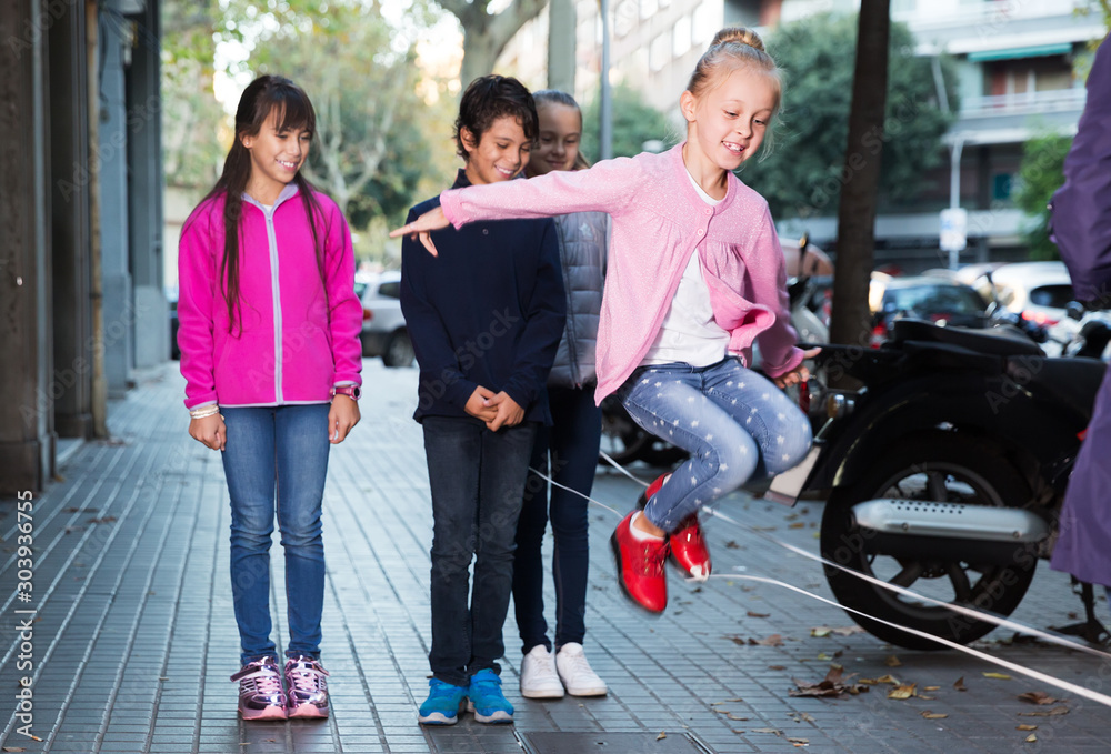 Fototapeta premium Children play on street
