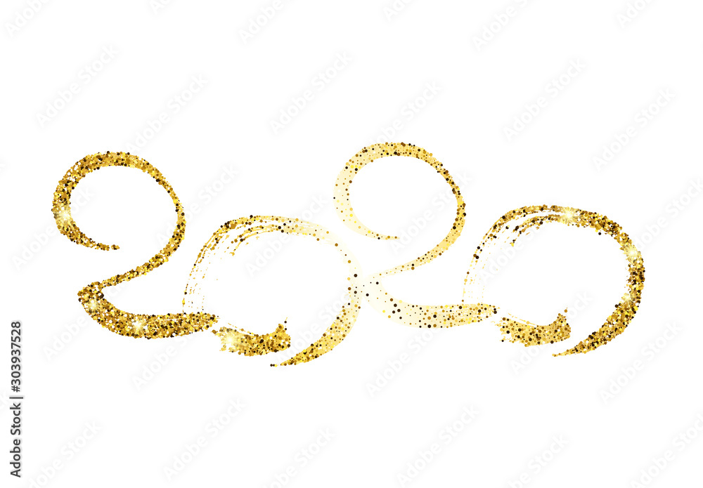2020 gold glitter lettering and hand drawn numbers 2020 gold glitter lettering and hand drawn numbers