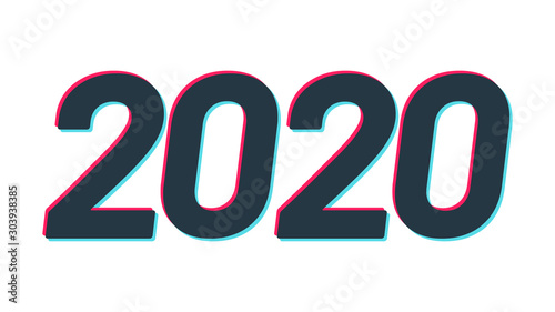 2020 Happy New Year logo text design