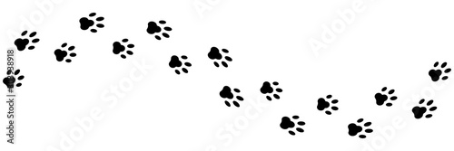 Paws print isolated vector element. Black silhouette paw dog footprint vector illustration. Abstract concept. Black cat trace. Animal footprint.