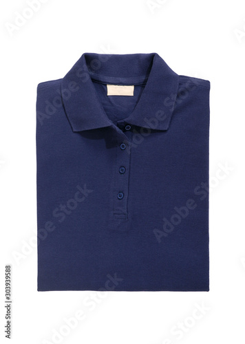 folded polo shirt blue isolated on white background