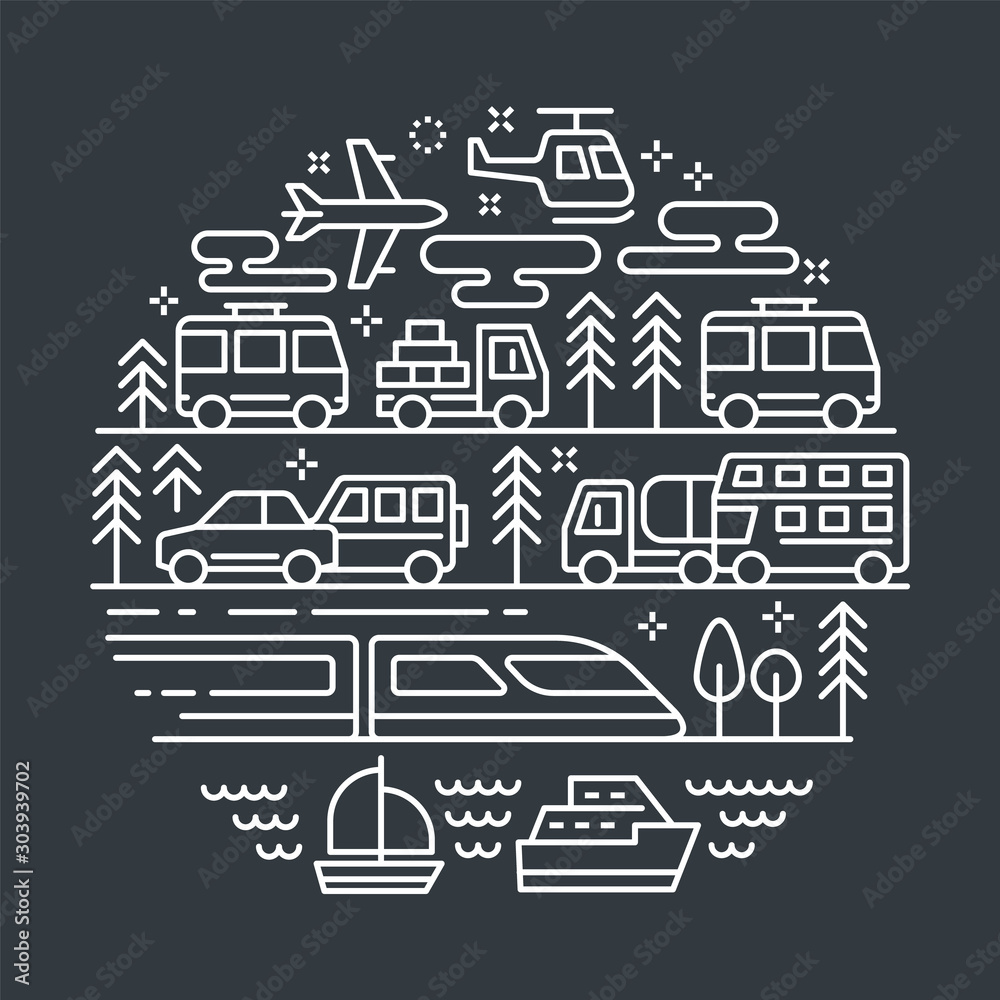 Fotografie Transportation Outline Illustration Concept.