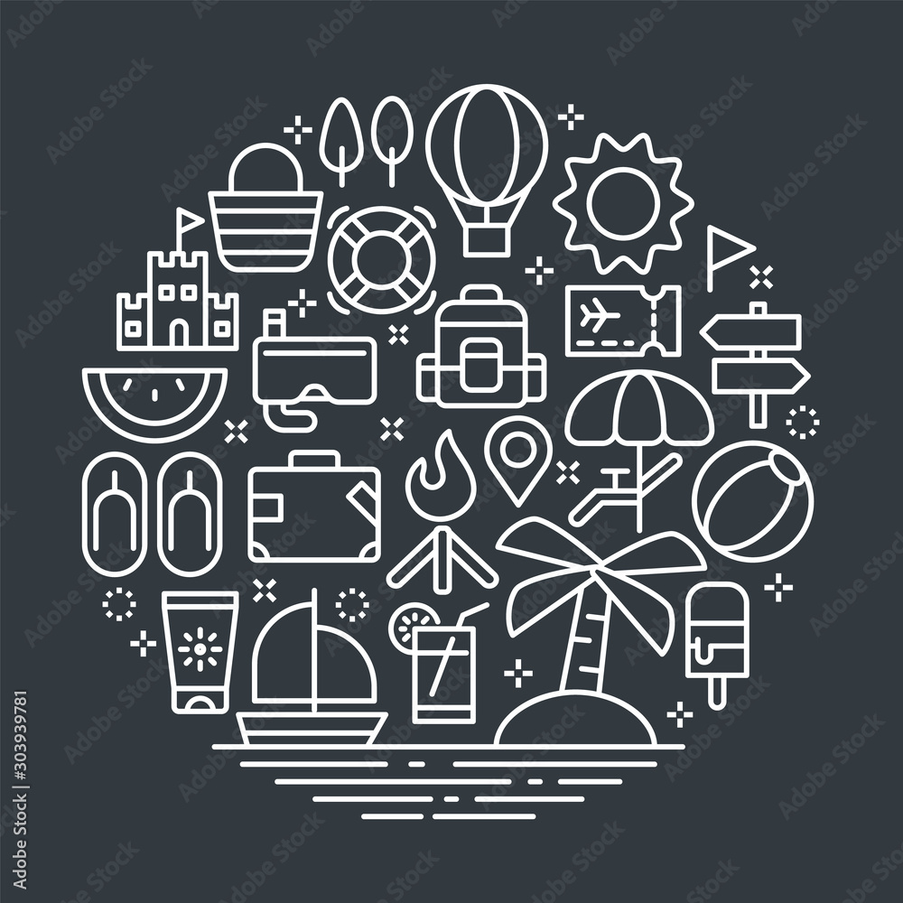 Fotografie Summer Vacation Outline Illustration Concept.