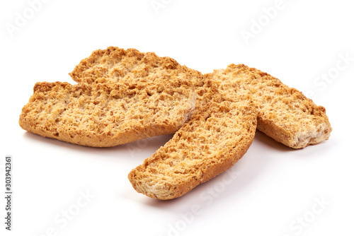 Crispbread roll pile, isolated on white background