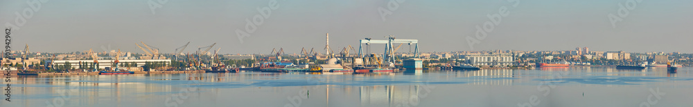Nikolaev, Ukraine - September 30, 2016: Industrial areas of the shipbuilding yard.