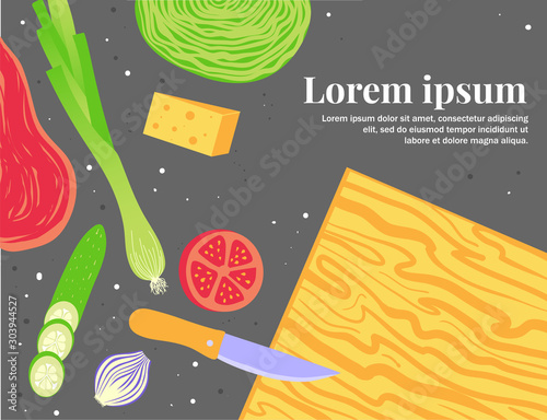 Culinary blog banner template. Food, kitchen and cooking. Recipe of dish.