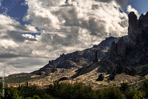 Superstision Mountain landscape from the Lost Dutchman Park, Arizona