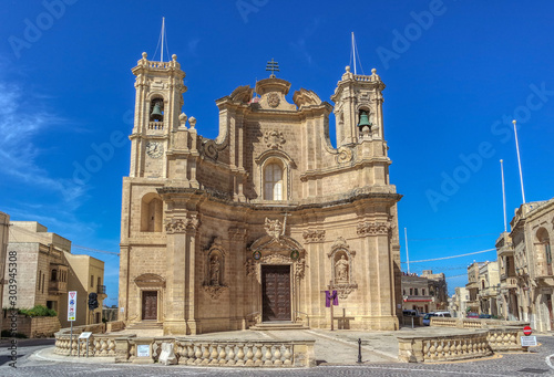 Main square and Gharb church on Gozo, Malta