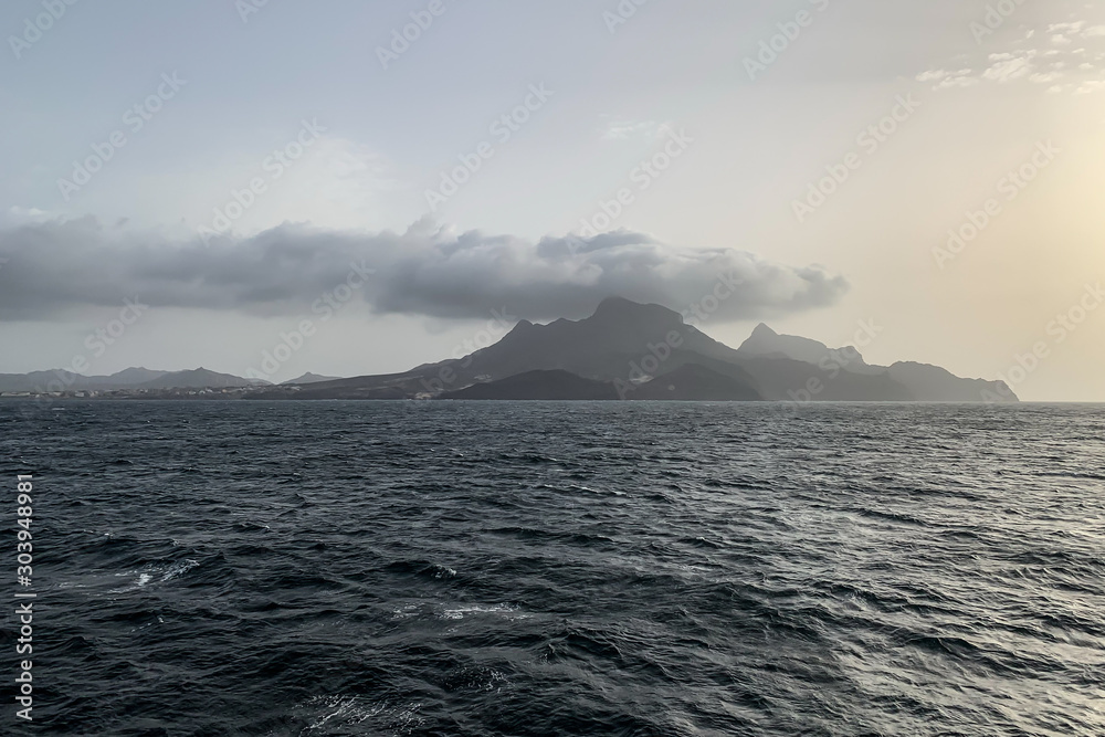 Scenic view of Lazareto, Saõ Vicente, from the sea against cloud 