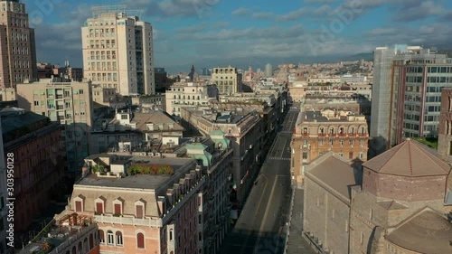 Aerial View. Genoa Old Town cityscape. photo