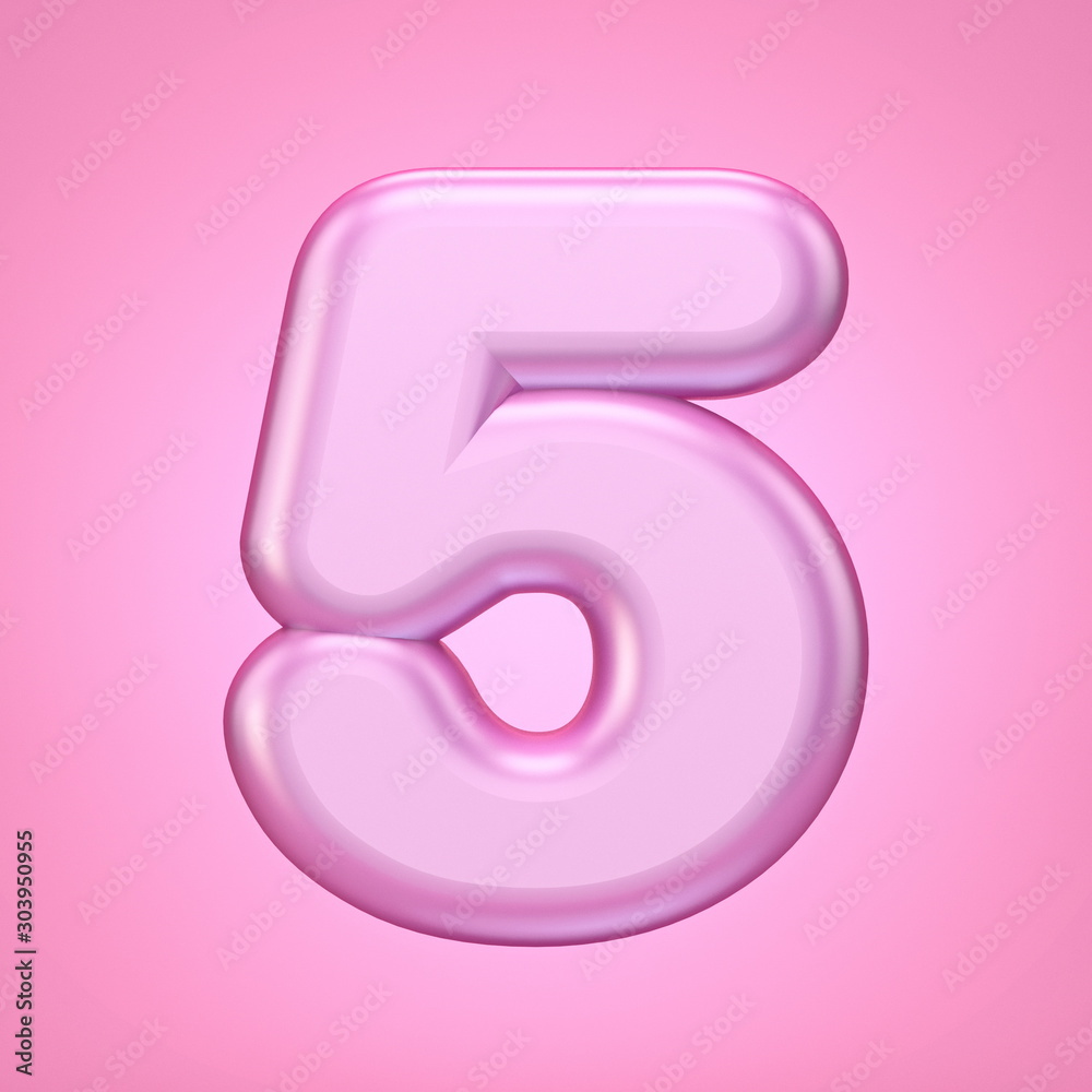 Pink font Number 5 FIVE 3D Pink font Number 5 FIVE 3D