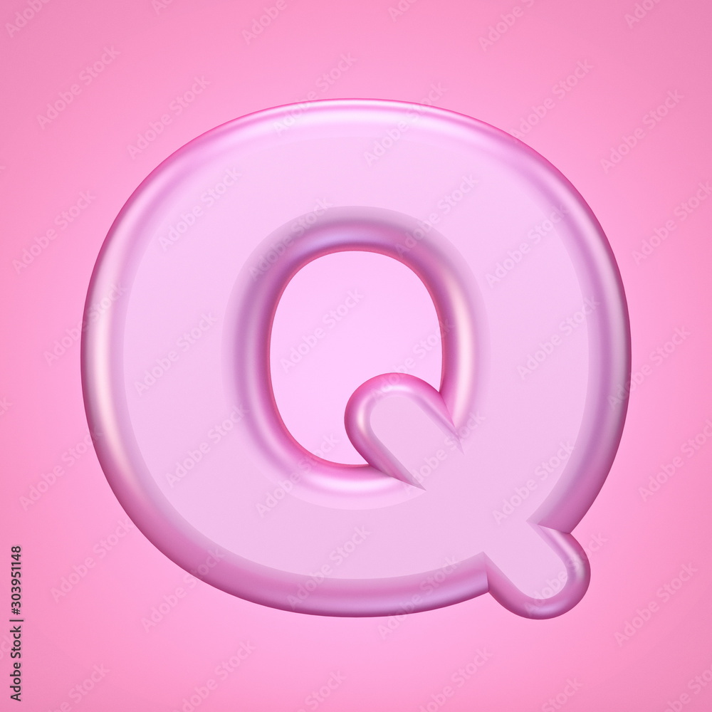 Pink font Letter Q 3D Pink font Letter Q 3D