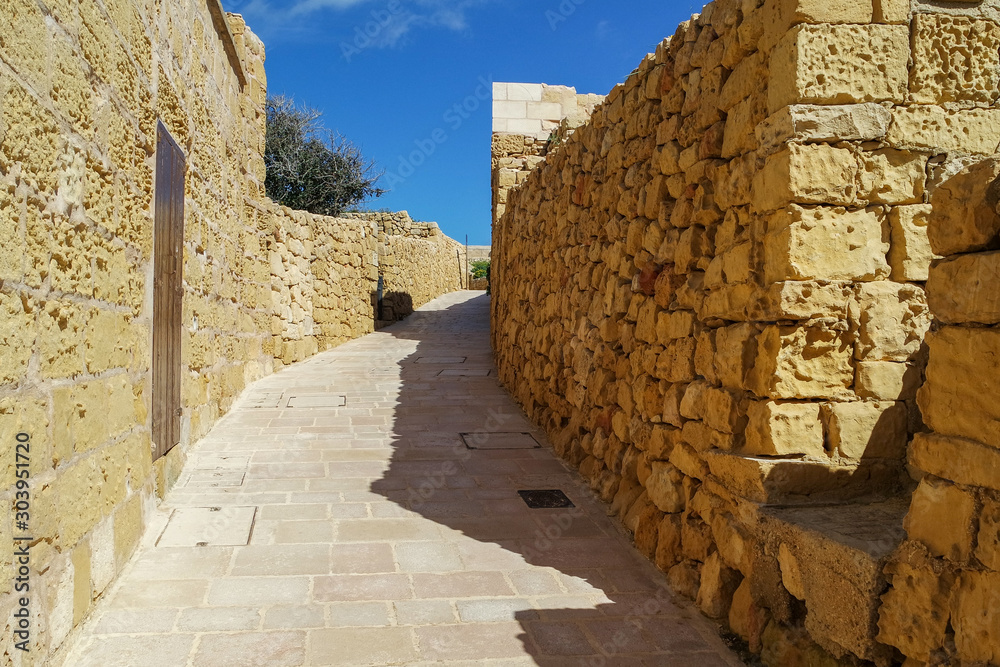 The walls of the Gozo citadel in Malta
