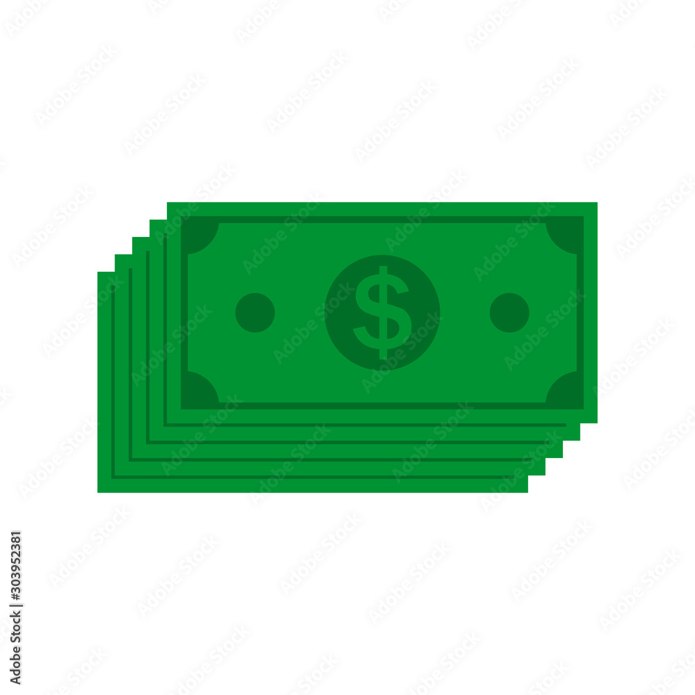 Fotografie Dollar bill icon. Green dollar vector sign.