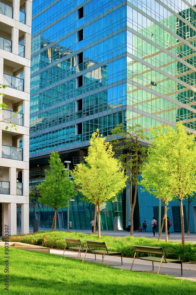 Φωτογραφία Glass Business office building architecture in Modern City in Vienna in Austria