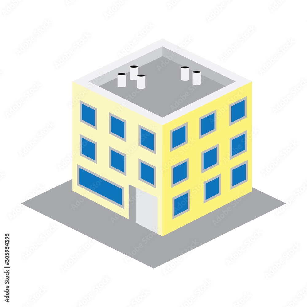 Isolated 3D building on a white background - Vector Isolated 3D building on a white background - Vector