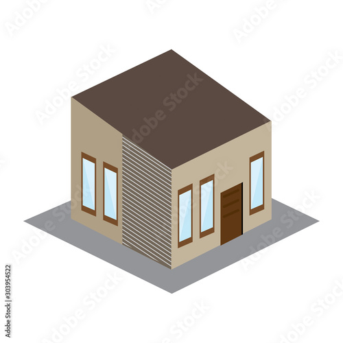 Isolated 3D house building image - Vector illustration