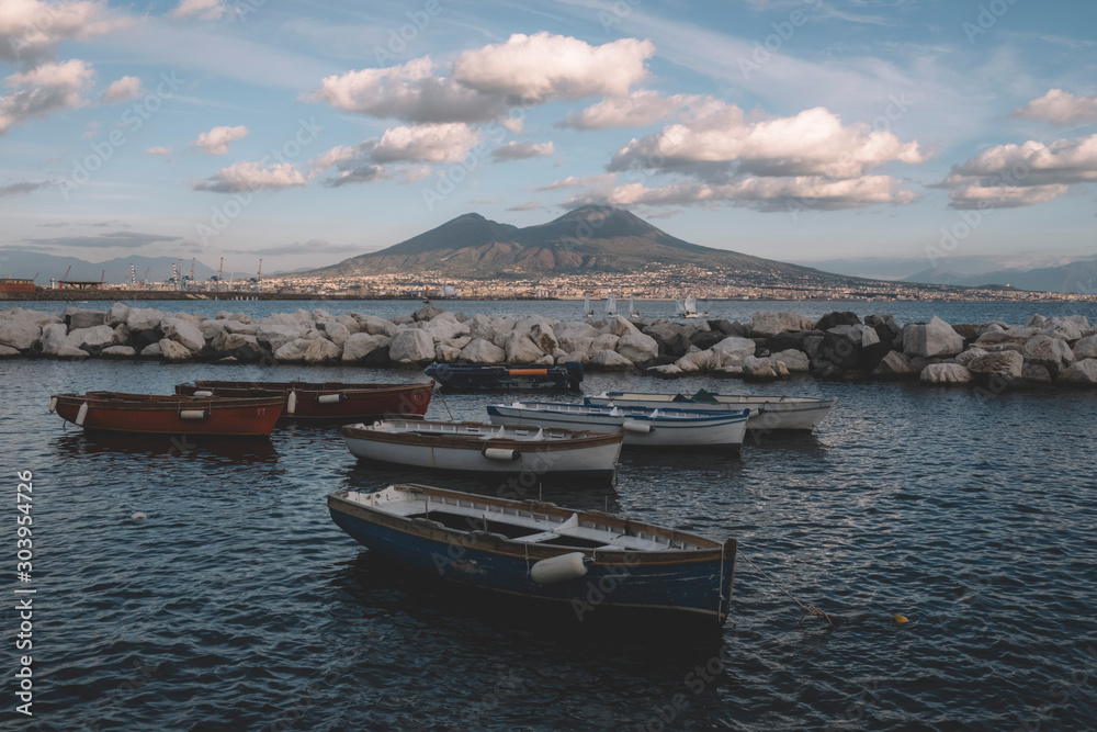 Vesuvius with boats